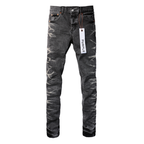 Purple Gradient Grey Ripped Jeans