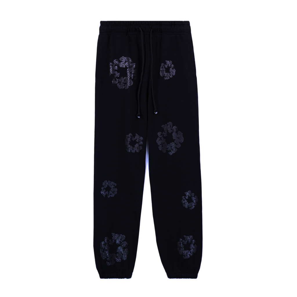 Denim Trs Diamonds Full Black Pants