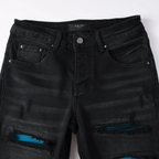 Amr Blue Ripped Patch Jeans