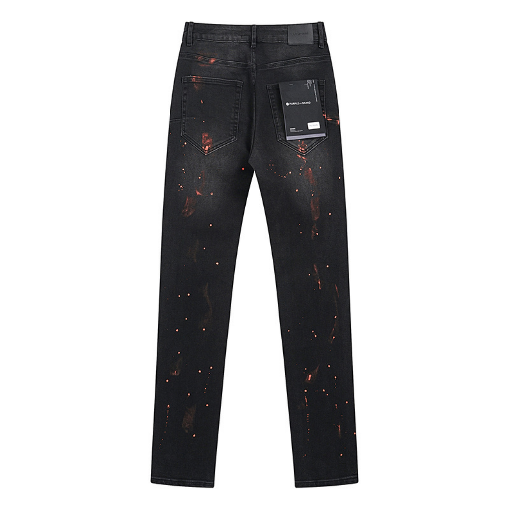 Purple Distressed Paint Jeans