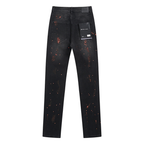 Purple Distressed Paint Jeans